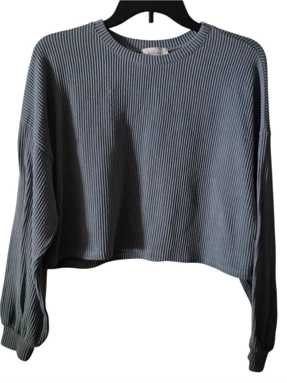 Bohme Long Sleeve Ribbed Cropped Top Size Small - Picture 2 of 4